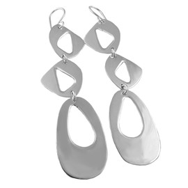 Long Triple Drop 925 Sterling Silver Geometric Ladies Earrings