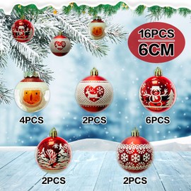 SINGERTOP 16 Pcs Christmas Ball Ornaments Christmas Ball Ornaments Christmas Ball Ornaments 6cm Nordic Christmas Tree Ornaments Decoration Christmas Supplies