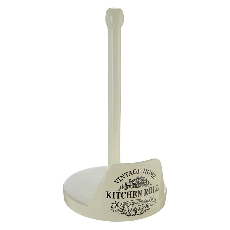 Premier Housewares Vintage Home Kitchen Roll Holder, Cream, Dolomite, Pine