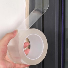 1 Roll Clear Window Sealing Tape, No Glue Window Insulating Caulking Tape, Residue Free Clear Window Insulating Tape, Clear Windstop Adhesive Tape for Door, Window and Shower Glass Gaps, 2 In x 33 Ft