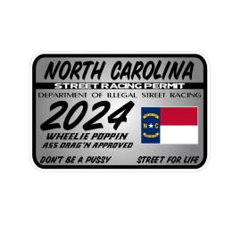 SAFETY DECAL UNLIMITED North Carolina Street Racing Permit Car Truck Window Sticker Drag Racing Sticker