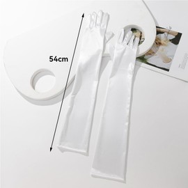 1Pair Long White Gloves,White Satin Gloves Women Elbow Length,Girls Fancy Dress Accessories for Evening Opera Wedding Prom Dance Bridal Princess Party Performance Costumes Comfortable Breathable Soft