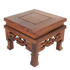 Square Rosewood Chicken Wing Wood Base Vase Pedestal Large