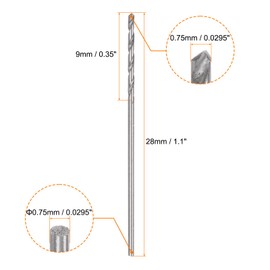HARFINGTON 25pcs Micro Jobber Twist Drill Bits #68 0.75mm / 0.03" High Speed Steel HSS Mini Drilling Bit Tool for Stainless Steel Aluminum Wood Plastic