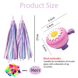 1 Pack Kids Bike Bell and 2 Pack Kids Bike Streamers, 1 Pack Bike Spoke Beads (36PCS/Pack) for Children's Bike Accessories (Pink, White, Purple & Blue)