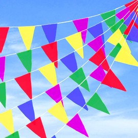 Aniyoo 160m Party Bunting Banner with 300 Flags, Multicolor Nylon Pennant Party Banner Triangle Banner Flags for Office Wedding Birthday Party Garden Home Deco Bunting Triangle Flags
