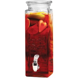 Circleware Yorkshire Mason Jar Tall Square Glass Beverage Dispenser with Lid and Spigot, 1 Count (Pack of 1), Clear
