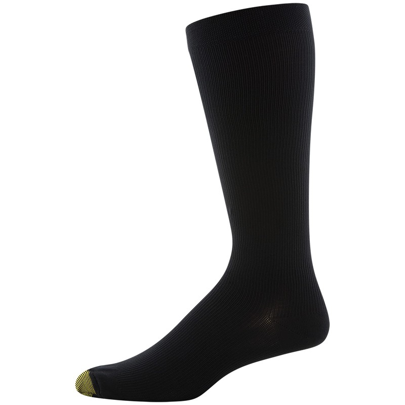 GOLDTOE Men's Mild Compression Over The Calf Socks, Multipairs, Black