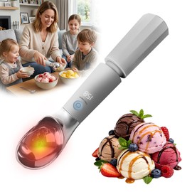Heated Ice Cream Scoop, Rechargeable Removable Battery, 30s Heat to 162°F