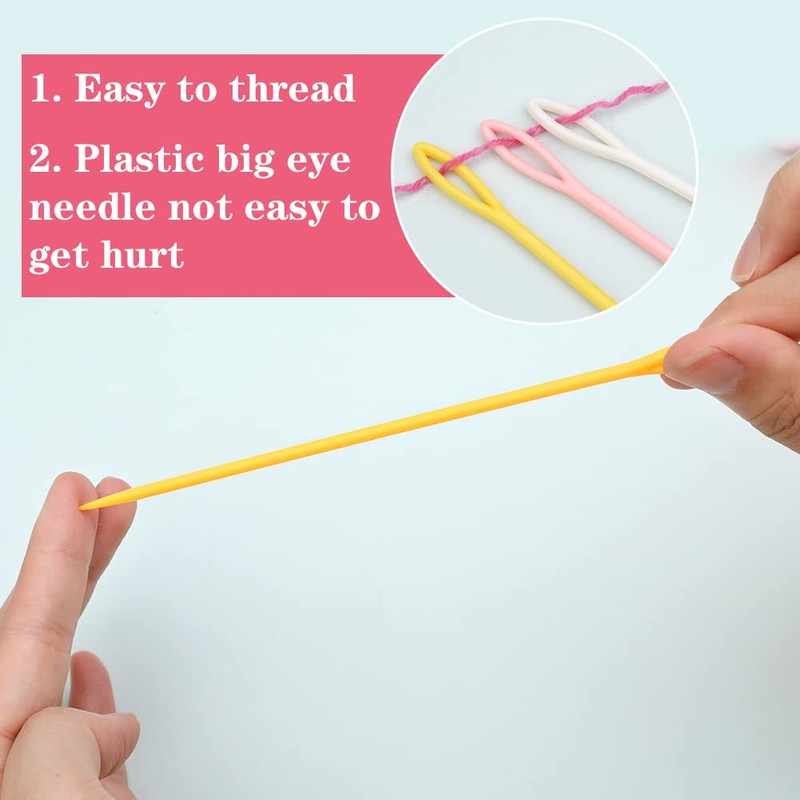 LUNARM 50PCS Plastic Sewing Needles, Large Eye Plastic Yarn Needles,