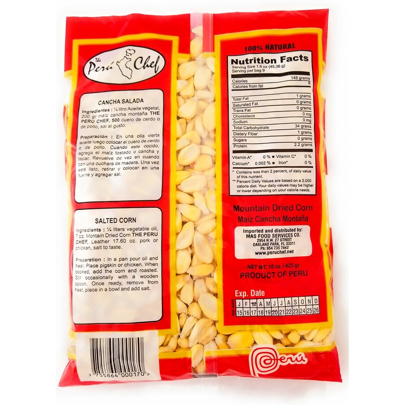 The Peru Chef Maiz Chulpe (Chulpe Corn) Product of Peru