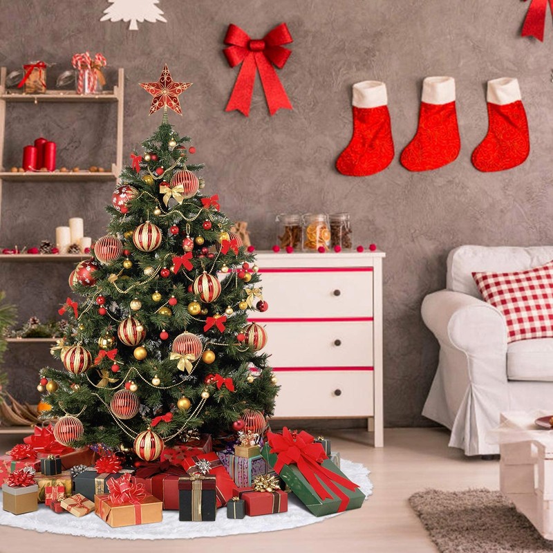 Lihao 90 cm Christmas Tree Skirt, Round White Christmas Tree
