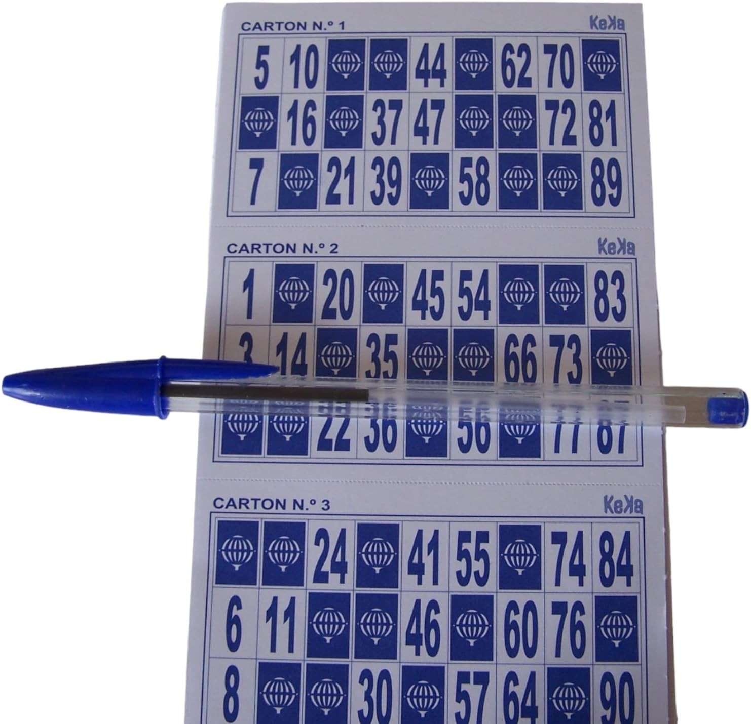 KEKA 300 Cajas de Bingo con 90 Bolas (Azul)