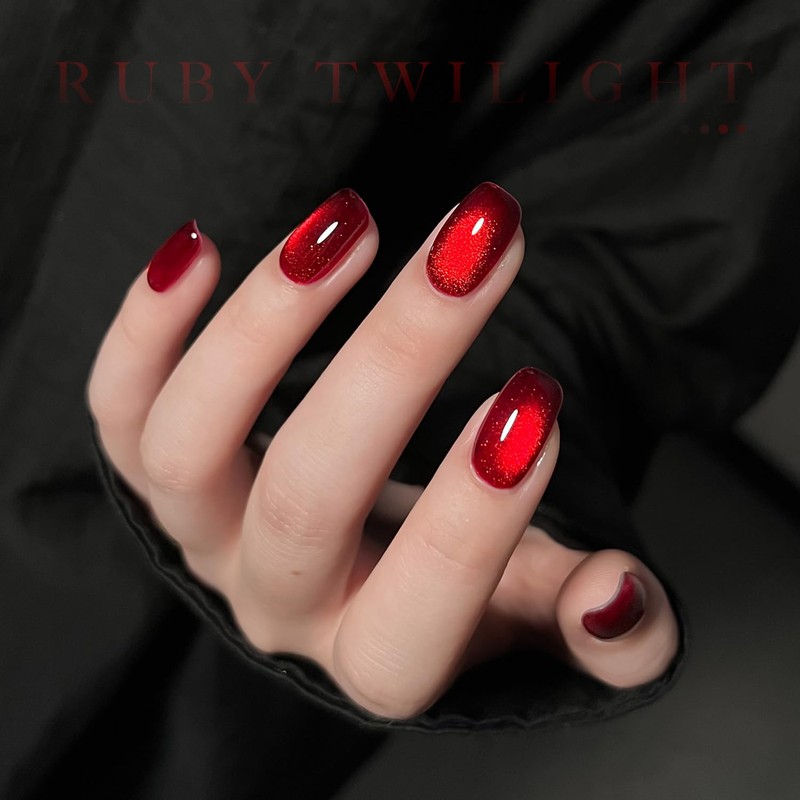 GAOY Red Cat Eye Gel Nail Polish, 16ml Glitter Holographic