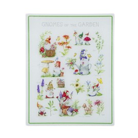 100 North Ganz MG186459 Gnomes of the Garden Flowers 14 x 11 x 0.25 Inches Durable Glass Charcuterie Platter Chopping Cutting Board with Non-Slip Footing, Kitchen Display Party Tray
