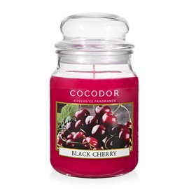 COCODOR Candle Black Cherry Scented, Large Glass Jar 18oz Wick Candle, 110 Hours of Burn Time