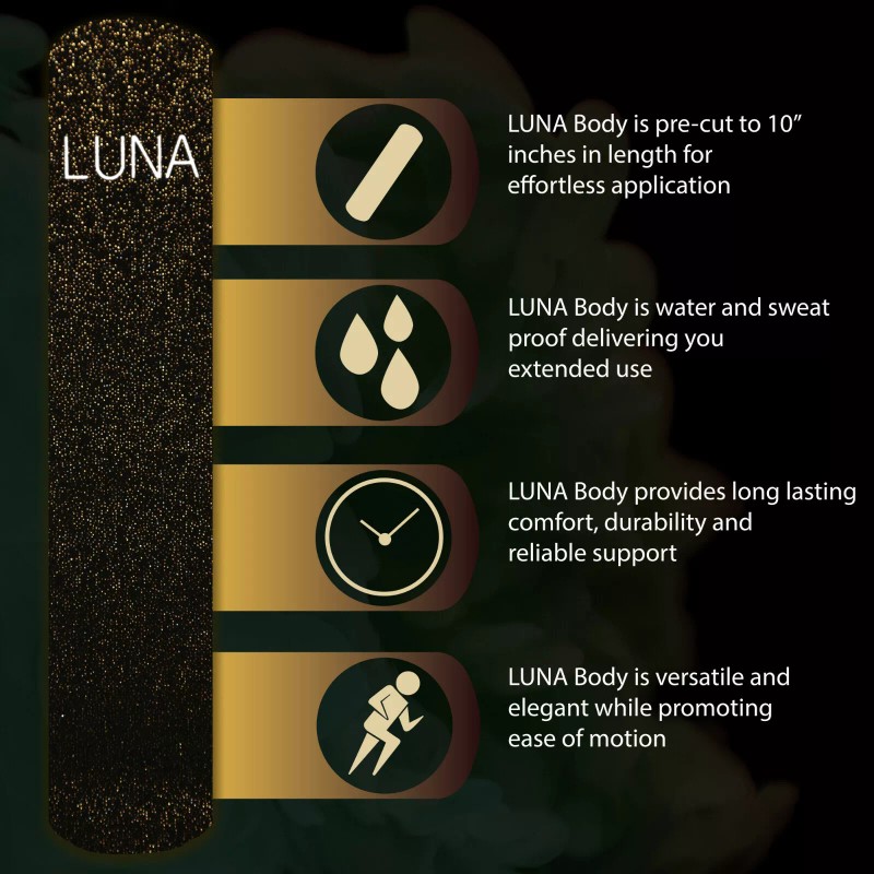Luna Body Kinesiology Pro Tape Strips (20 Pre-cut Roll, 10"