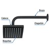 Foset Aqua R-404M Regadera cuadrada 6" acabado negro mate con