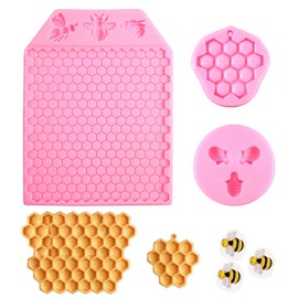 3 Packs 7 Cavity Bumble Bee Silicone Mold Honeycomb BeesChocolate Molds Silicone Beehive Fondant Beehive Baking Molds Candy Mold (Honeycomb Bee)