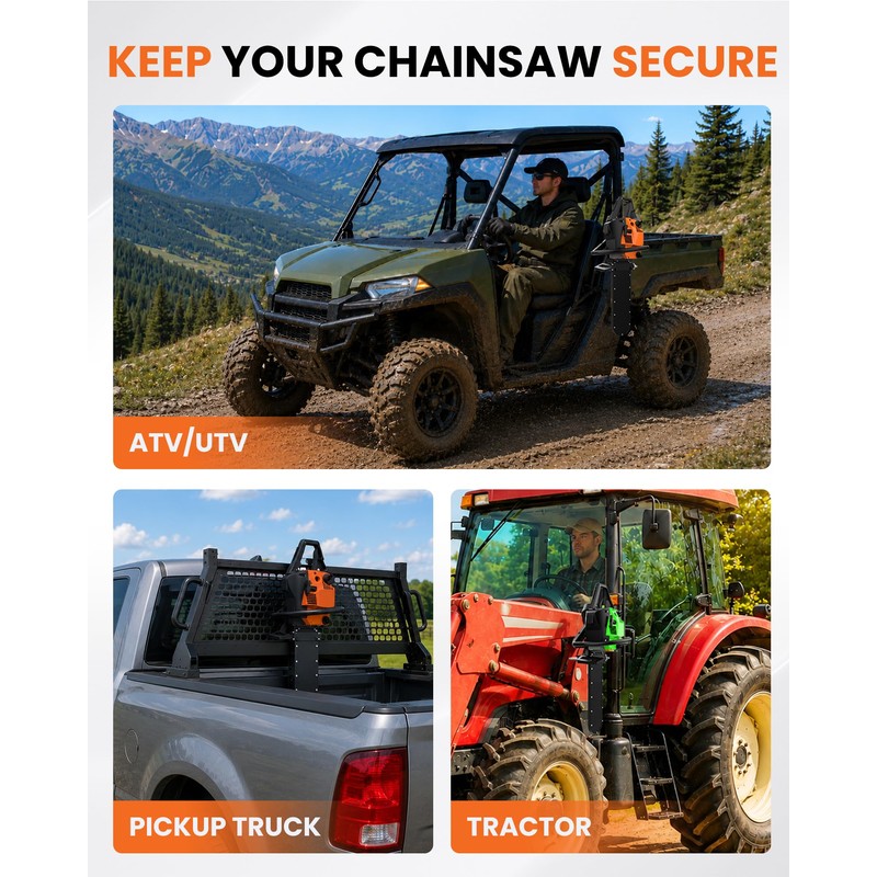 EONECROSS Chainsaw Holder for Tractor, Steel Scabbard, No-Drill Mount