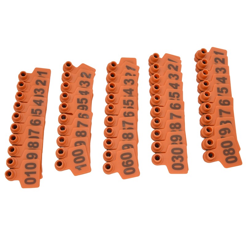 100Pcs TPU Pig Cow Ear Tag with Number 001‑100 Ear
