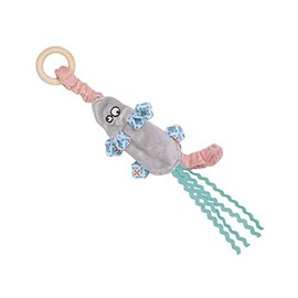 Nobby Plush Mouse Elastic with Wooden Ring Blue 29.5 cm Pack of 1