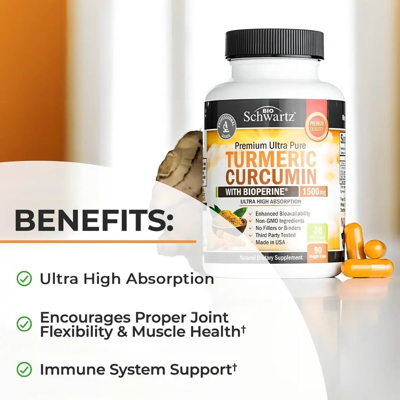 Bio Schwarts Curcumina De Cúrcuma Con Bioperine 1500mg 90cap Sabor