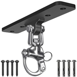 Dolibest Boxsack Aufhängung, Boxsack Deckenhalterung Schwenkbar Hängematte Befestigung Hängesessel Aufhänger Karabiner Sicherheitsfederschnalle Schaukel Sandsack Deckenhaken für Holzbalken, 408kg