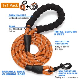 tobeDRI No Pull Dog Harness Adjustable Reflective Oxford Easy Control Medium Large Dog Harness with A Free Heavy Duty 5ft Dog Leash (L (Chest: 25.5"-31"), Orange Harness+Leash)
