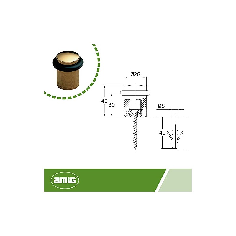 Amig 5051 Door Stop 202-28 Gold Rubber Black