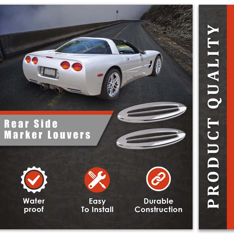 Chrome Rear Side Marker Louvers Fits for 1997-2004 Corvette