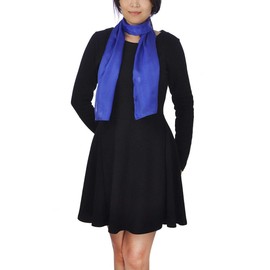 Basic Sense Plain 100% Genuine Silk Scarf Shawl, 25 x 135cm (10 x 53), Royal Blue