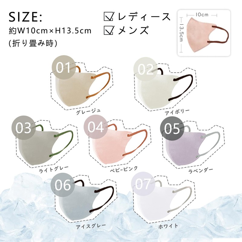 [ICHIMIZU] マスク 立体 不織布 3dマスク バイカラー 血色マスク 耳が痛くならない 肌に優しい使い捨てマスク 丸顔