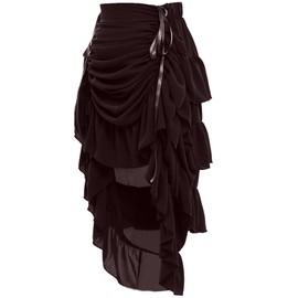 GRACEART Women's Victorian Steampunk Skirt Overskirt (XXL (Waist 28"-42"), Brown)