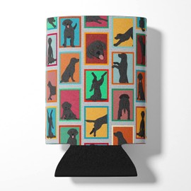 Caroline's Treasures MLM1093CC Lots of Black Labrador Retriever Can or Bottle Hugger Cooler Washable Drink Sleeve Collapsible Beverage Insulated Holder, Can Hugger, Multicolor
