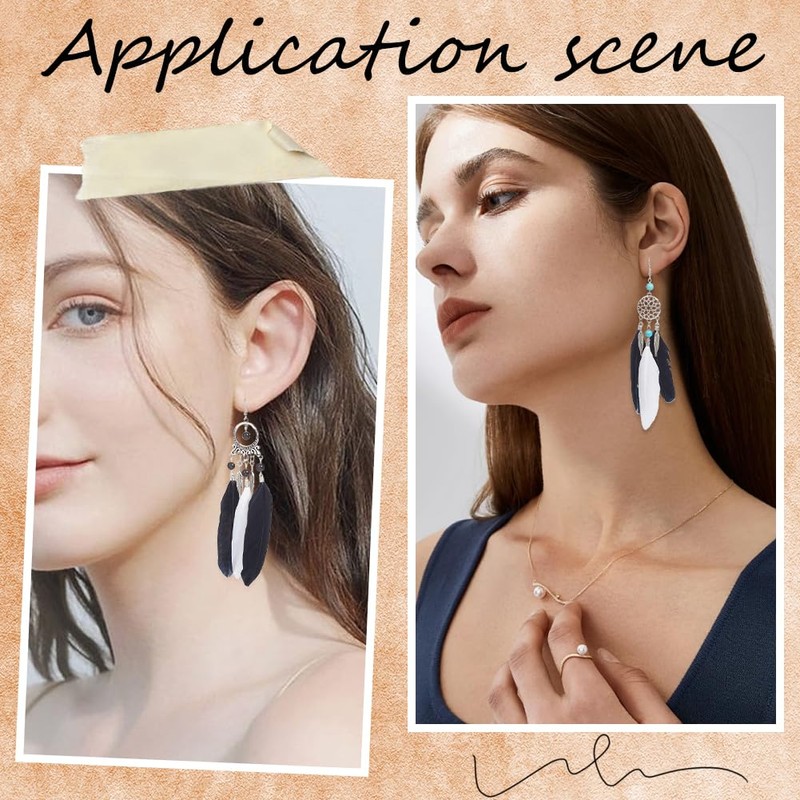 SUNNYCLUE 1 Box 8 Pairs Earrings Making Kit feathers Charm