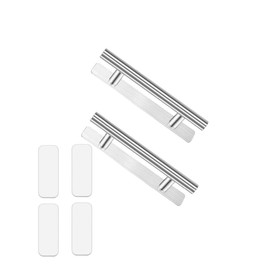bepisof 2Pack Self-Adhesive Drawer Handles Stick On Cabinet Pulls Aluminum Alloy Adhesive No Drilling Required Door Pull Handle,Suitable for Drawers, Closets, and More(Silver)