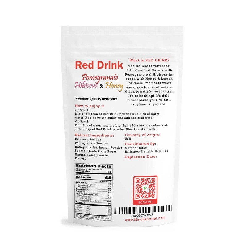Pomegranate Hibiscus Honey Lemon Refresher 12oz Natural Powder Drink Mix
