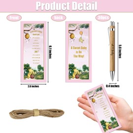 30 Pcs Baby Shower Gifts for Guests, Winnie Baby Shower Sets, Included Bamboo Pens Greeting Cards, Gender Reveal Souvenirs Prizes, Winnie Baby Shower Decor