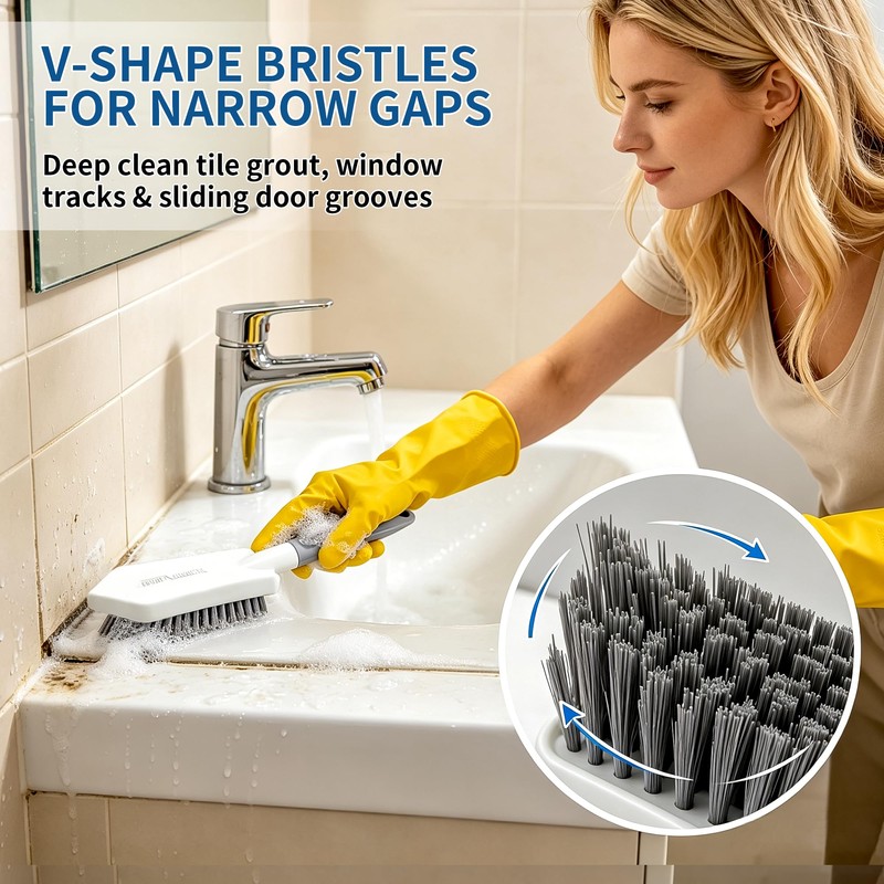 3 Pack Heavy Duty Scrub Brush Set, Curved Corner Brush
