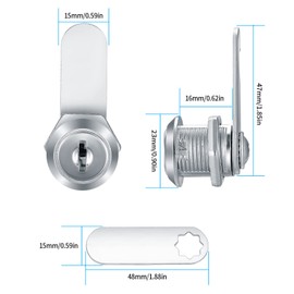 2 Pcs Cabinet Locks, 16 mm Letterbox Locks, Cupboard Locks with Key, Mailbox Locks, Security Drawer Locks for Mailbox Drawer Cupboard Cabinet Furniture Door Post Box Locks (2)