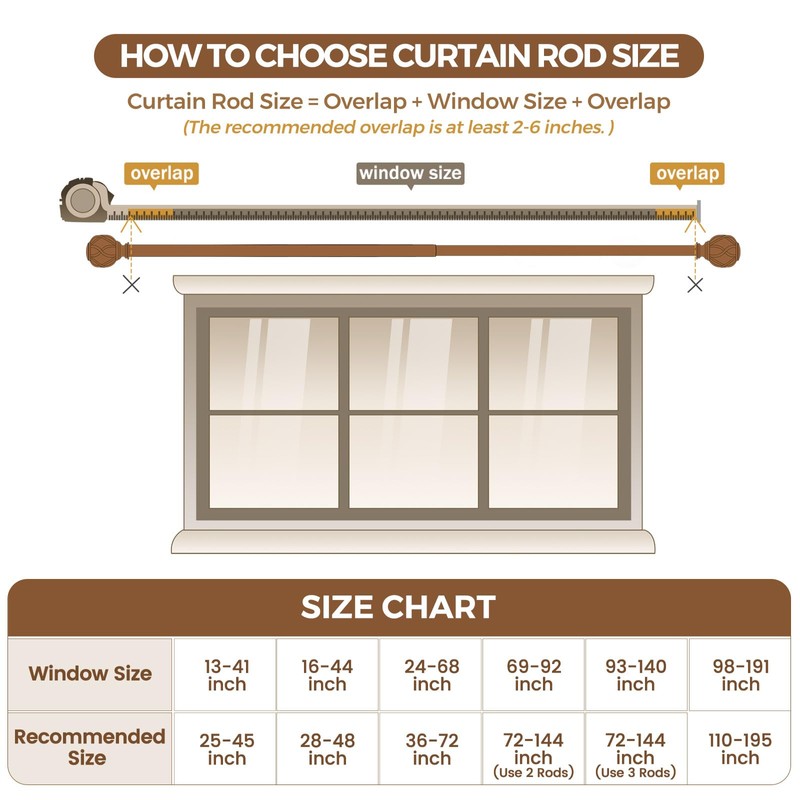 KAMANINA 1 Inch Double Curtain Rods for Windows 72 to