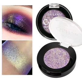 Afflano Single Purple-Gold Eyeshadow Glitter, Chrome Multichrome Eyeshadow Holographic Pigment Glitter Eyeshadow, Sparkle Chameleon Eyeshadow, Colour Changing Face Highlighter Luminizer Makeup