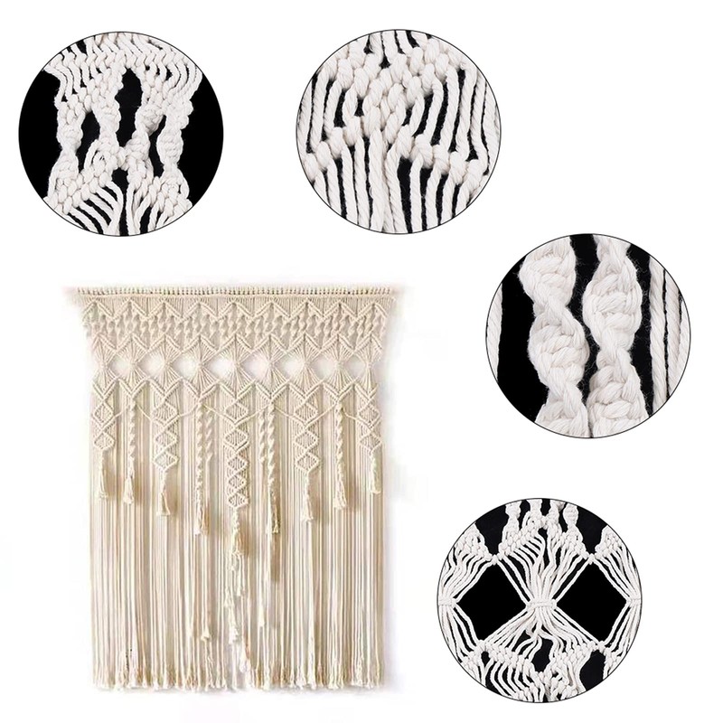 DDBESSIC Boho Macrame Curtains, 71x35inch Beige Hand Woven Window Curtain