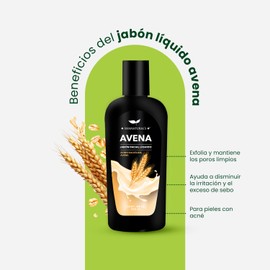 Shanatural's Jabón Facial Líquido Avena, 250 ml, con Ácido Salicílico, para Piel Mixta y Grasa