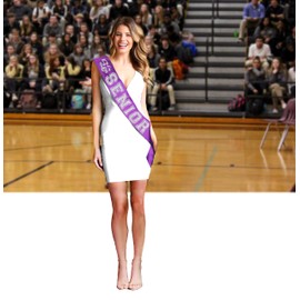 Marching Band Senior Sash Purple - Silver Sparkle Music Note Senior Violet PREMIUM GRADE SATIN Sashes - High School Choir Orchestra Drama Club Gifts - Purple Sash(BND) SLV