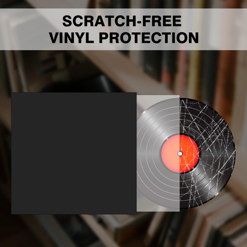 20PCS Black 12-Inch LP Vinyl Record Jackets, 350gsm Cardboard Sleeves
