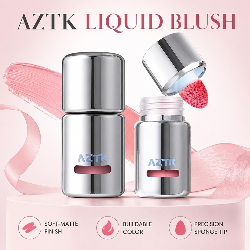 Liquid Blush, Aztk Jello Color Liquid Blush, Concealer with Sponge