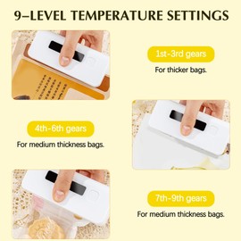 SAMIQU Mini Bag Sealer - Handheld Heat Sealer with Cutter, Digital Display, Wide Heat Strip - for Chip Bags, Plastic Bags, Snacks Food Storage - 2400mAh Rechargeable Resealer Machine