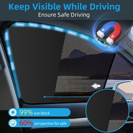 Car Window Shades for Side Window Magnetic Half Blackout & Half See-Through Driver Window Sun Shade Universal for Most Cars for Snap Camp Travel